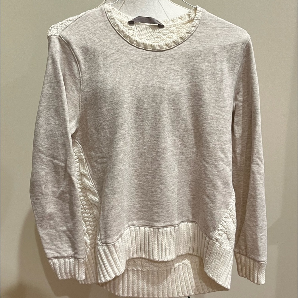 Athleta Women’s Cream Mixed-media Pullover Sweater- M